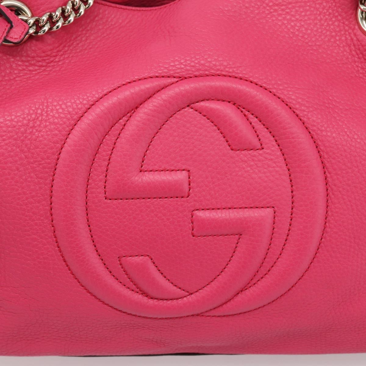 GUCCI Interlocking Soho Chain Tote Bag Leather Pink Gold 308982 Auth ep16700V
