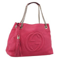 GUCCI Interlocking Soho Chain Tote Bag Leather Pink Gold 308982 Auth ep16700V