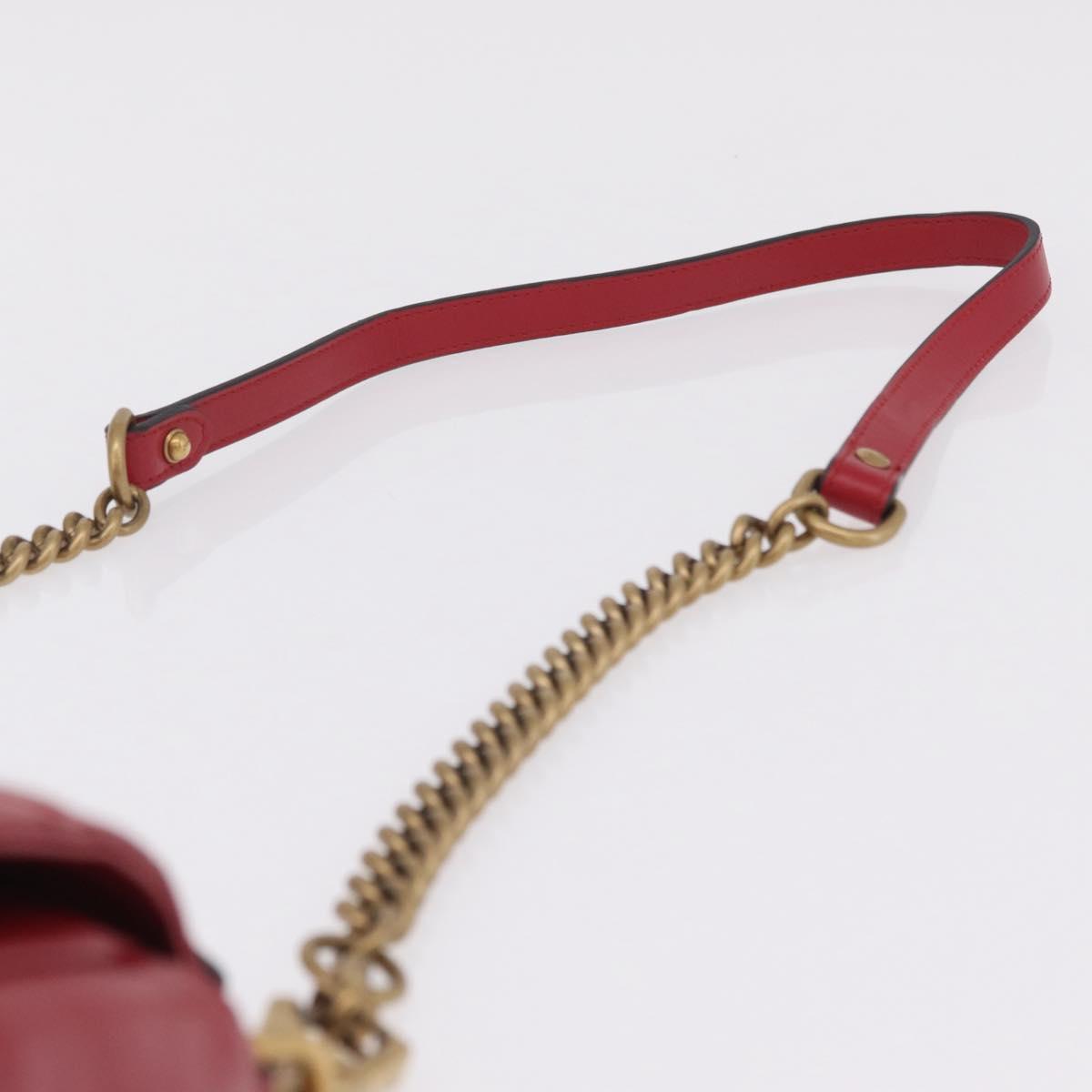 GUCCI GG Marmont Hand Bag Leather 2way Red Gold Tone 498110 Auth ep16711V
