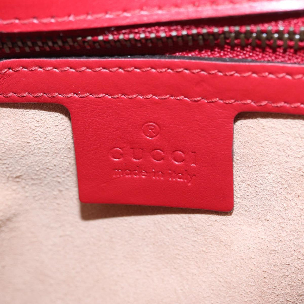 GUCCI GG Marmont Hand Bag Leather 2way Red Gold Tone 498110 Auth ep16711V