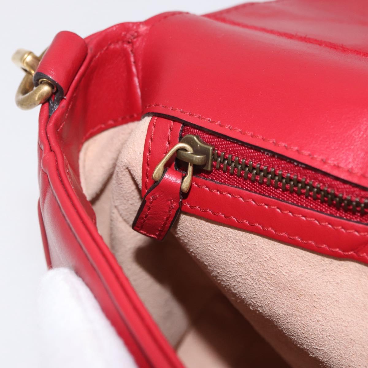 GUCCI GG Marmont Hand Bag Leather 2way Red Gold Tone 498110 Auth ep16711V