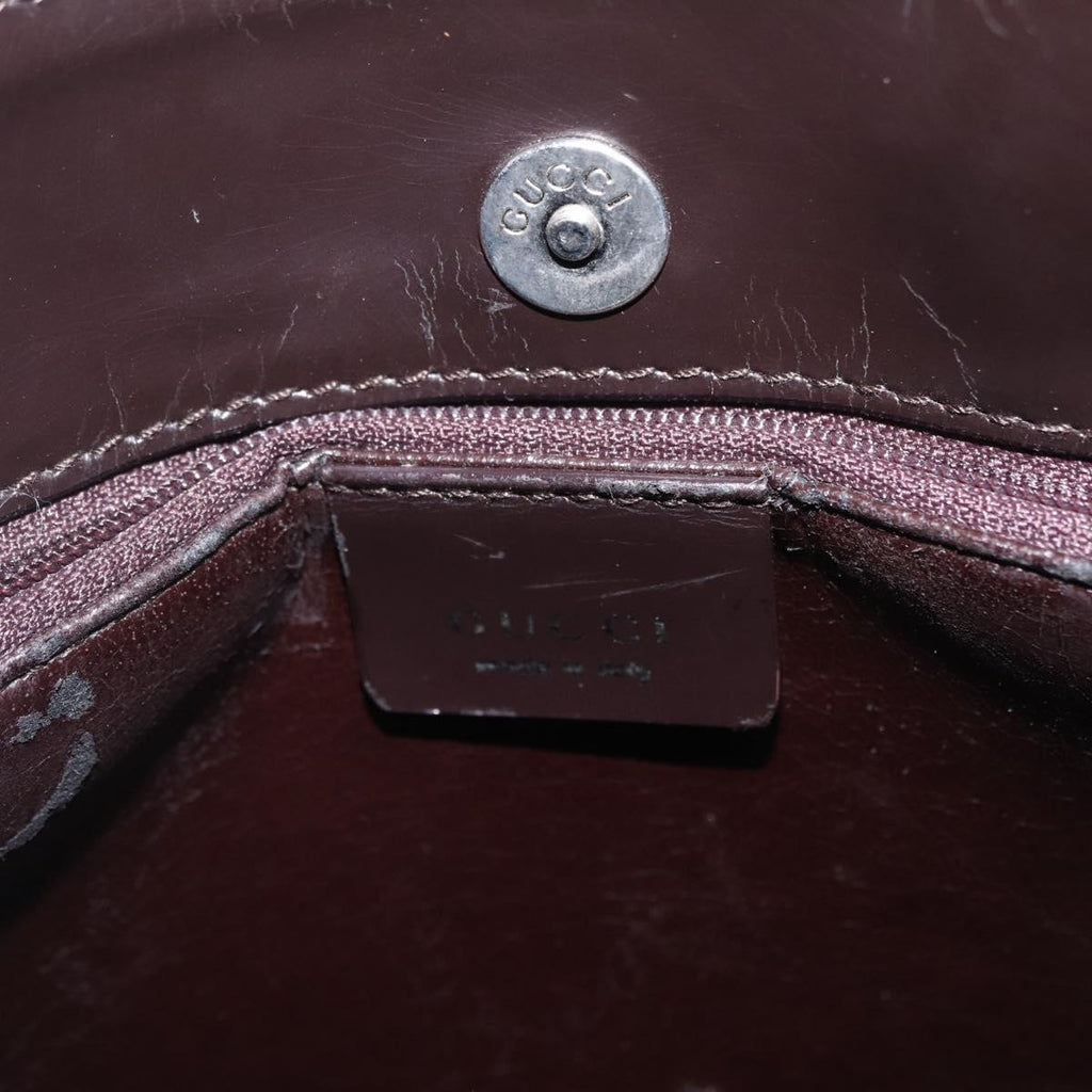GUCCI Hand Bag Patent Dark Brown Silver 001 3115 Auth ep16742
