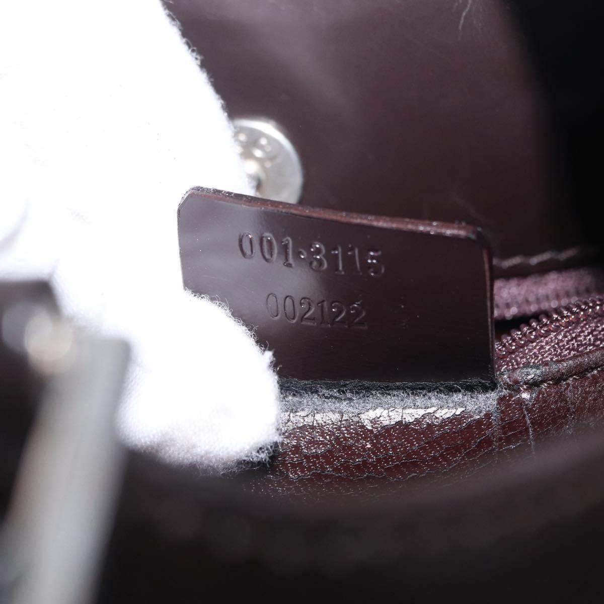 GUCCI Hand Bag Patent Dark Brown Silver 001 3115 Auth ep16742