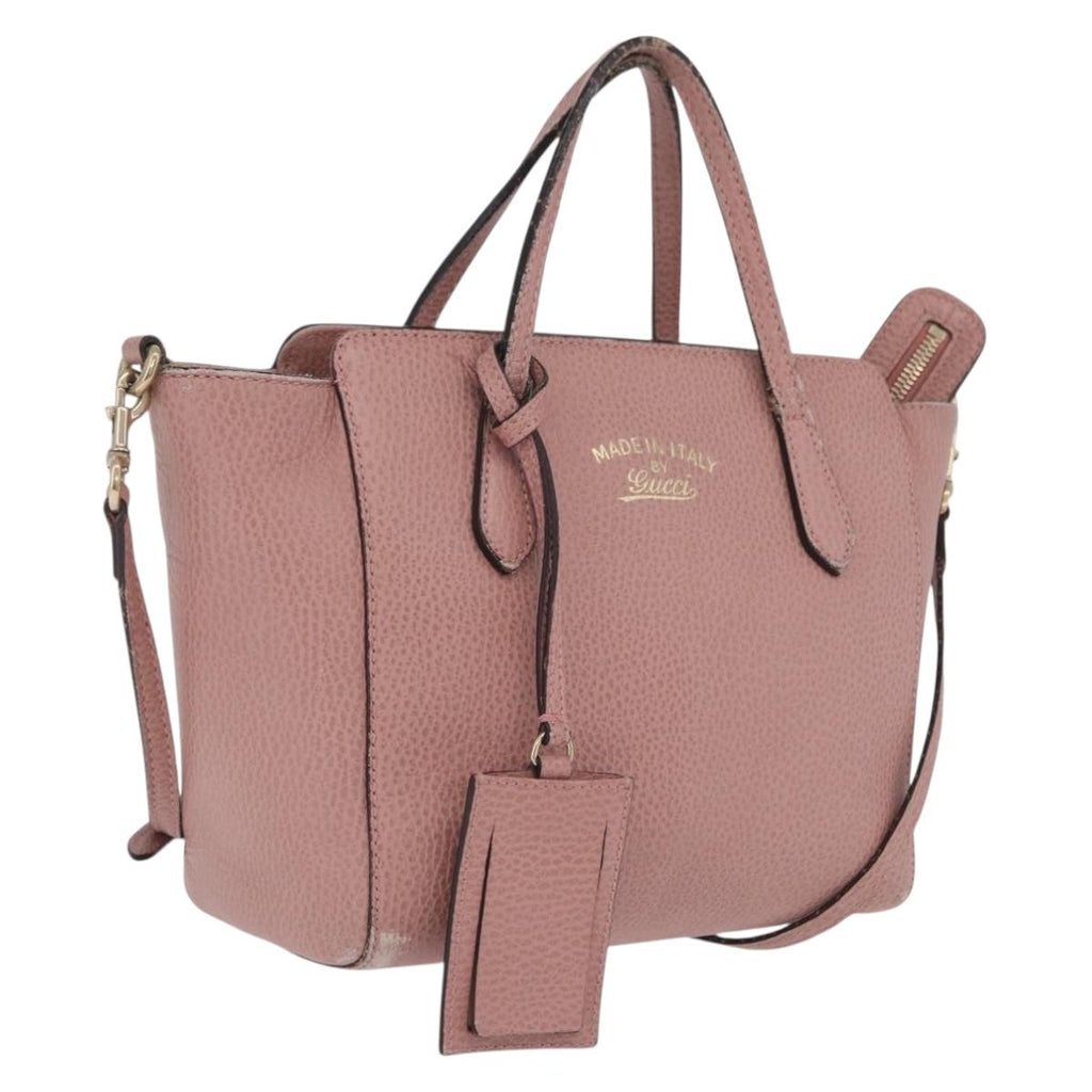 GUCCI Hand Bag Leather 2way Pink Gold Tone 368827 Auth ep16755