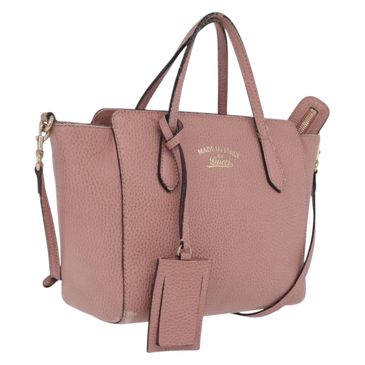 GUCCI Hand Bag Leather 2way Pink Gold Tone 368827 Auth ep16755