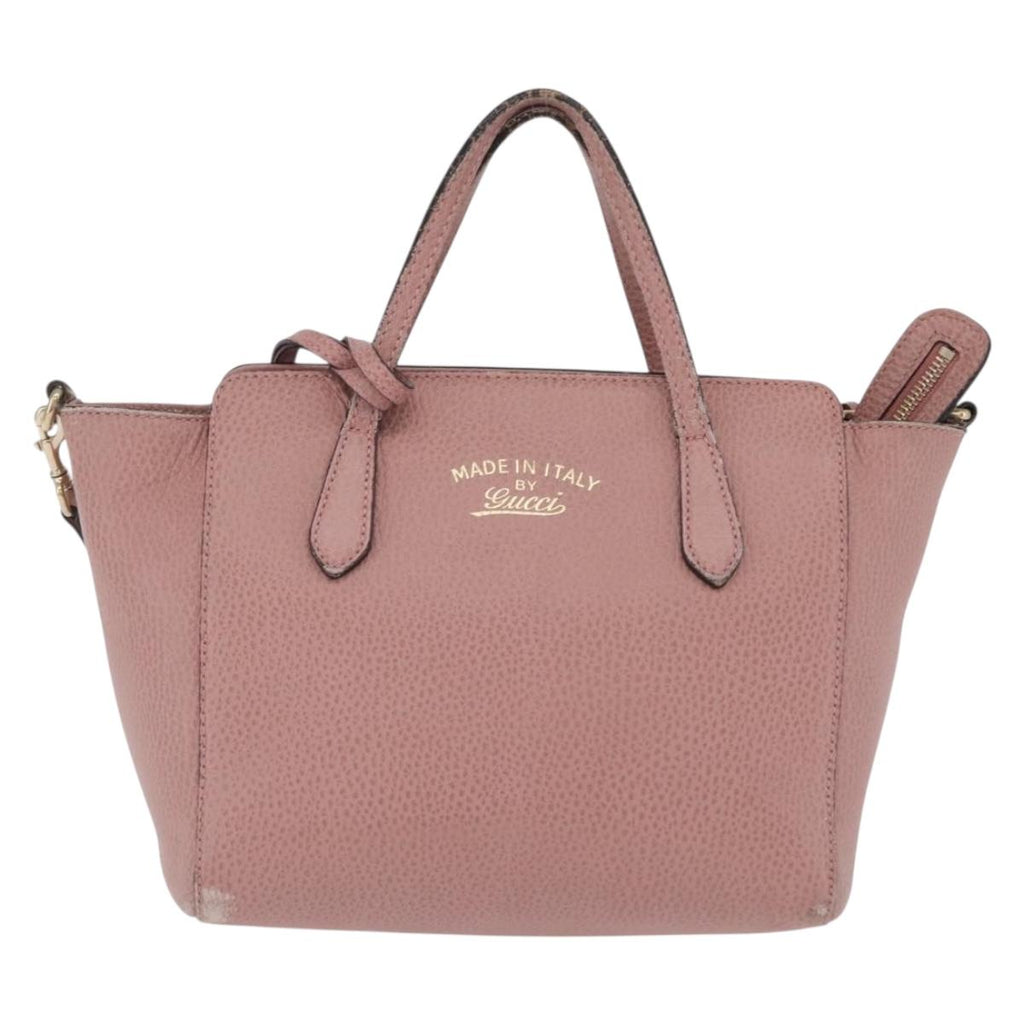 GUCCI Hand Bag Leather 2way Pink Gold Tone 368827 Auth ep16755