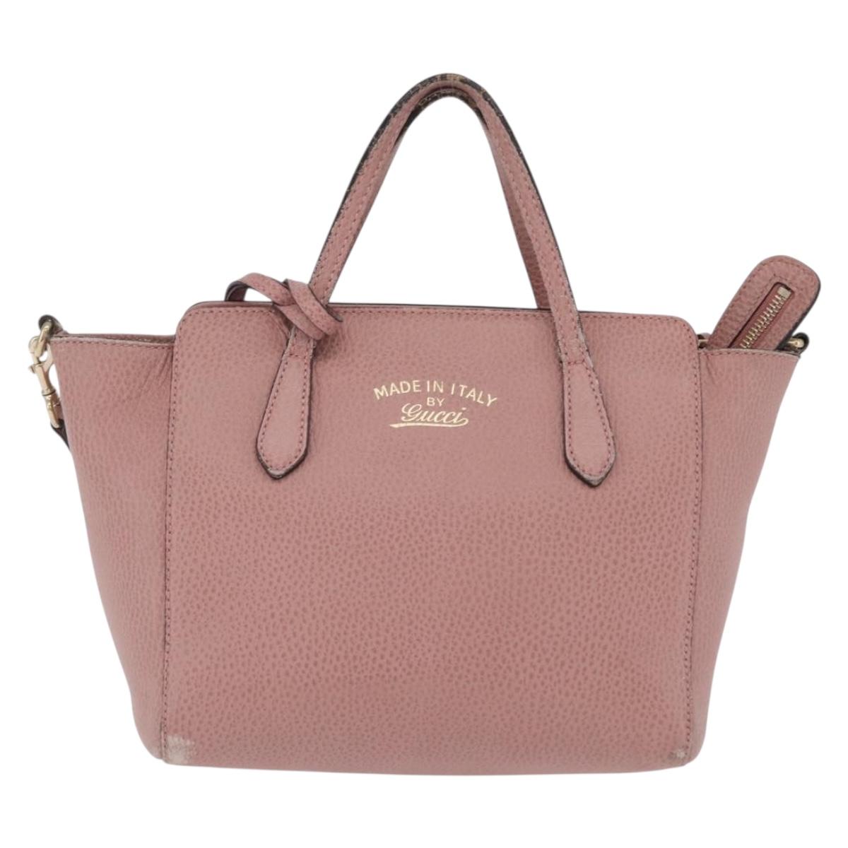 GUCCI Hand Bag Leather 2way Pink Gold Tone 368827 Auth ep16755
