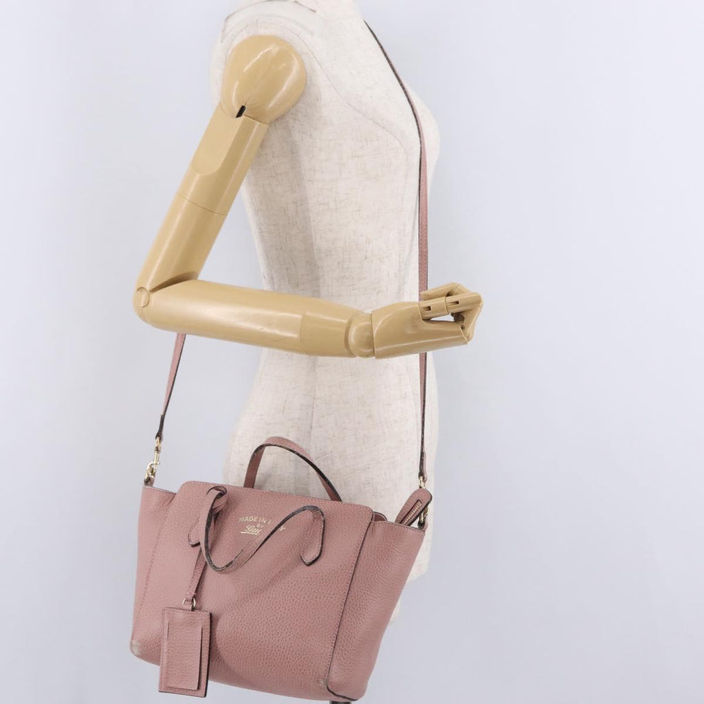 GUCCI Hand Bag Leather 2way Pink Gold Tone 368827 Auth ep16755