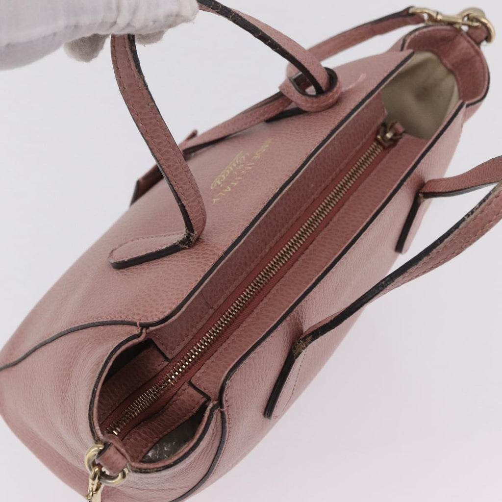 GUCCI Hand Bag Leather 2way Pink Gold Tone 368827 Auth ep16755