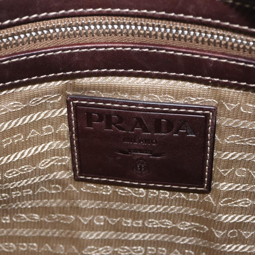 PRADA Shoulder Bag Canvas Beige Silver Auth ep16765