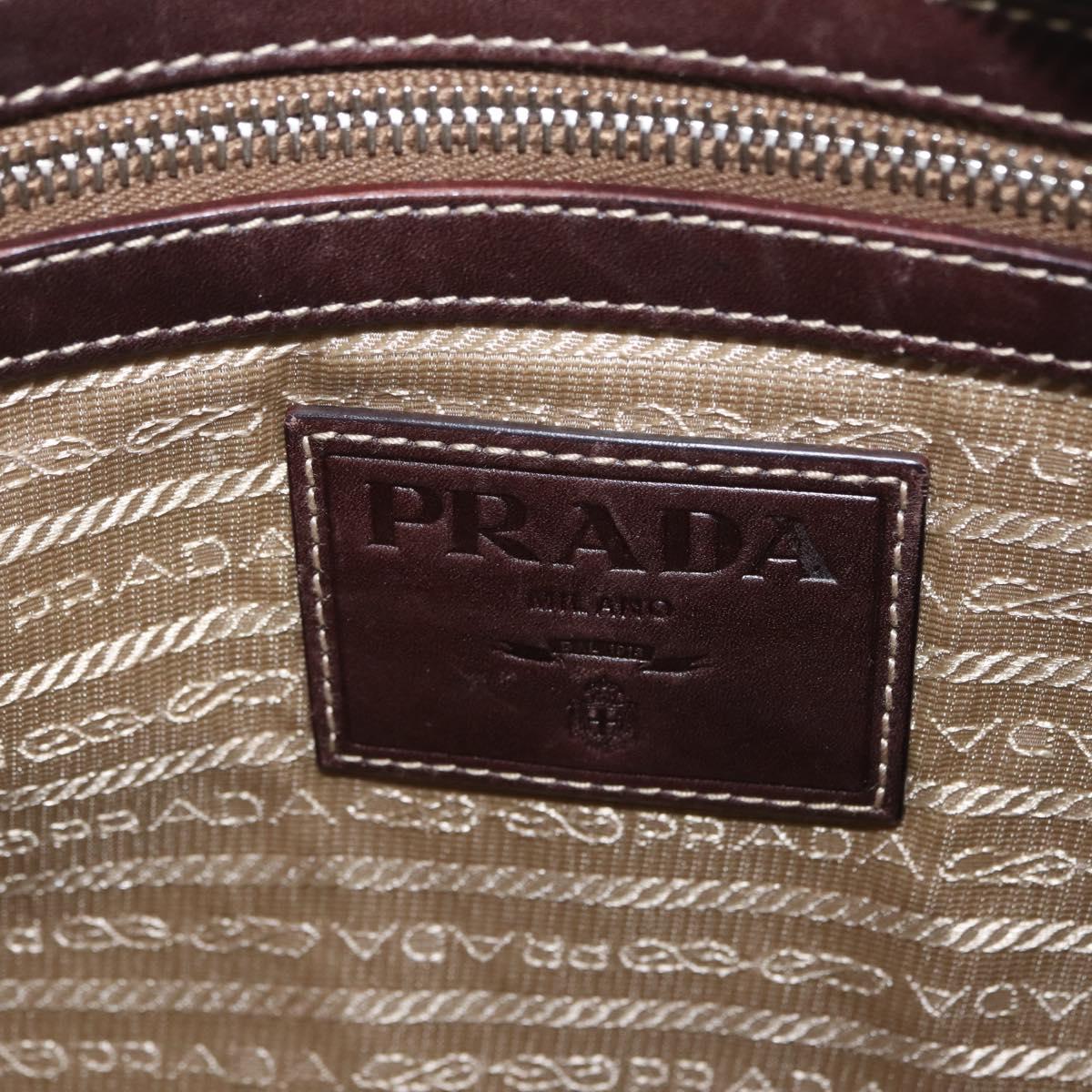 PRADA Shoulder Bag Canvas Beige Silver Auth ep16765
