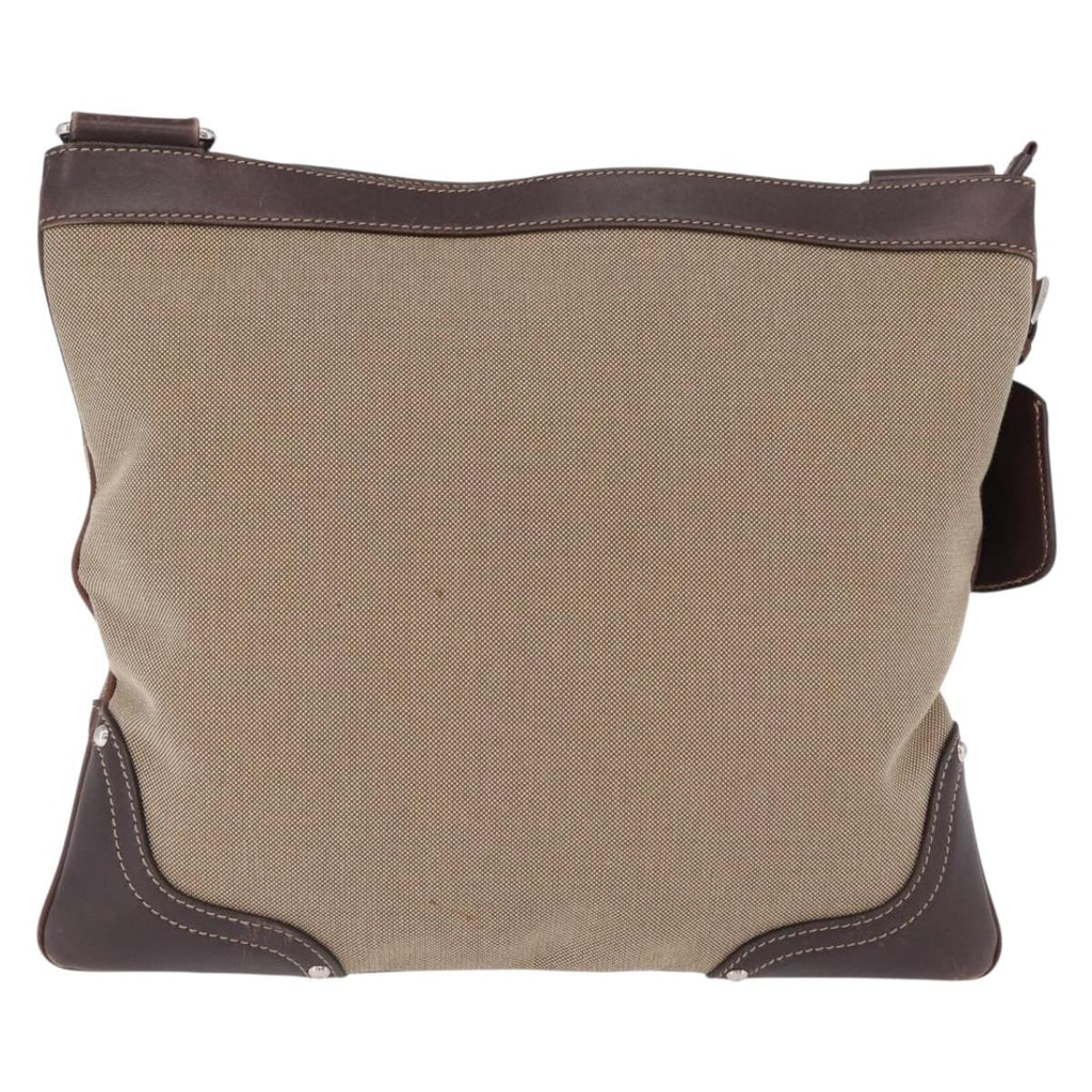 PRADA Shoulder Bag Canvas Beige Silver Auth ep16765