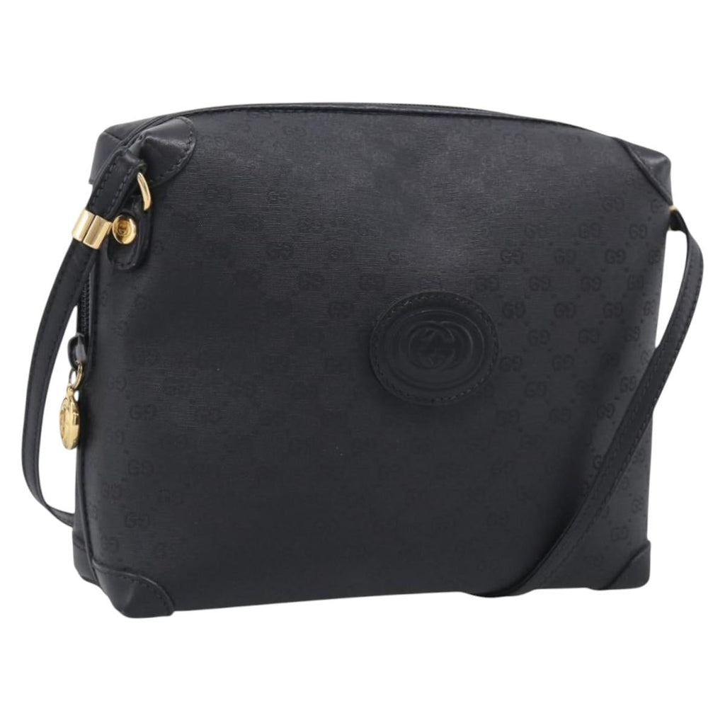 GUCCI Micro GG Shoulder Bag PVC Black Gold Tone 007 115 0093 Auth ep16791