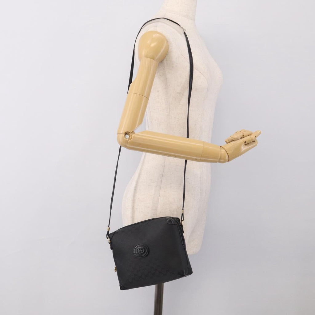 GUCCI Micro GG Shoulder Bag PVC Black Gold Tone 007 115 0093 Auth ep16791
