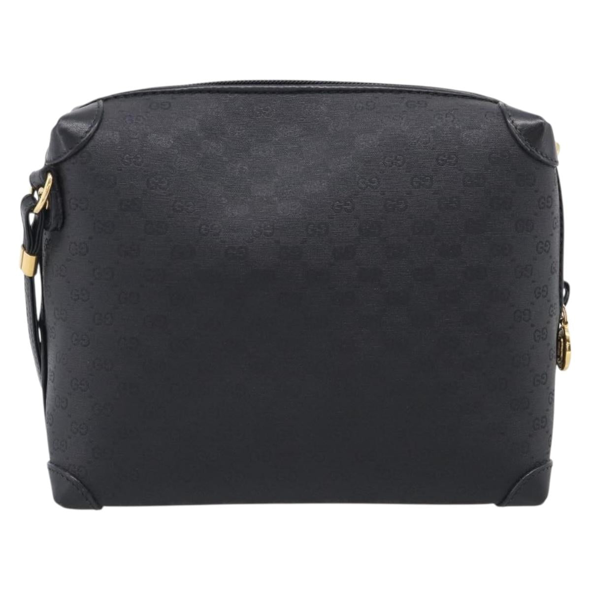 GUCCI Micro GG Shoulder Bag PVC Black Gold Tone 007 115 0093 Auth ep16791