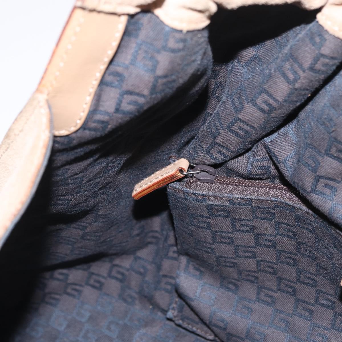 GUCCI Hand Bag Suede Beige 76554 Auth ep16831