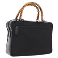 GUCCI Bamboo Hand Bag Nylon Black Silver 000 0538 Auth ep16850