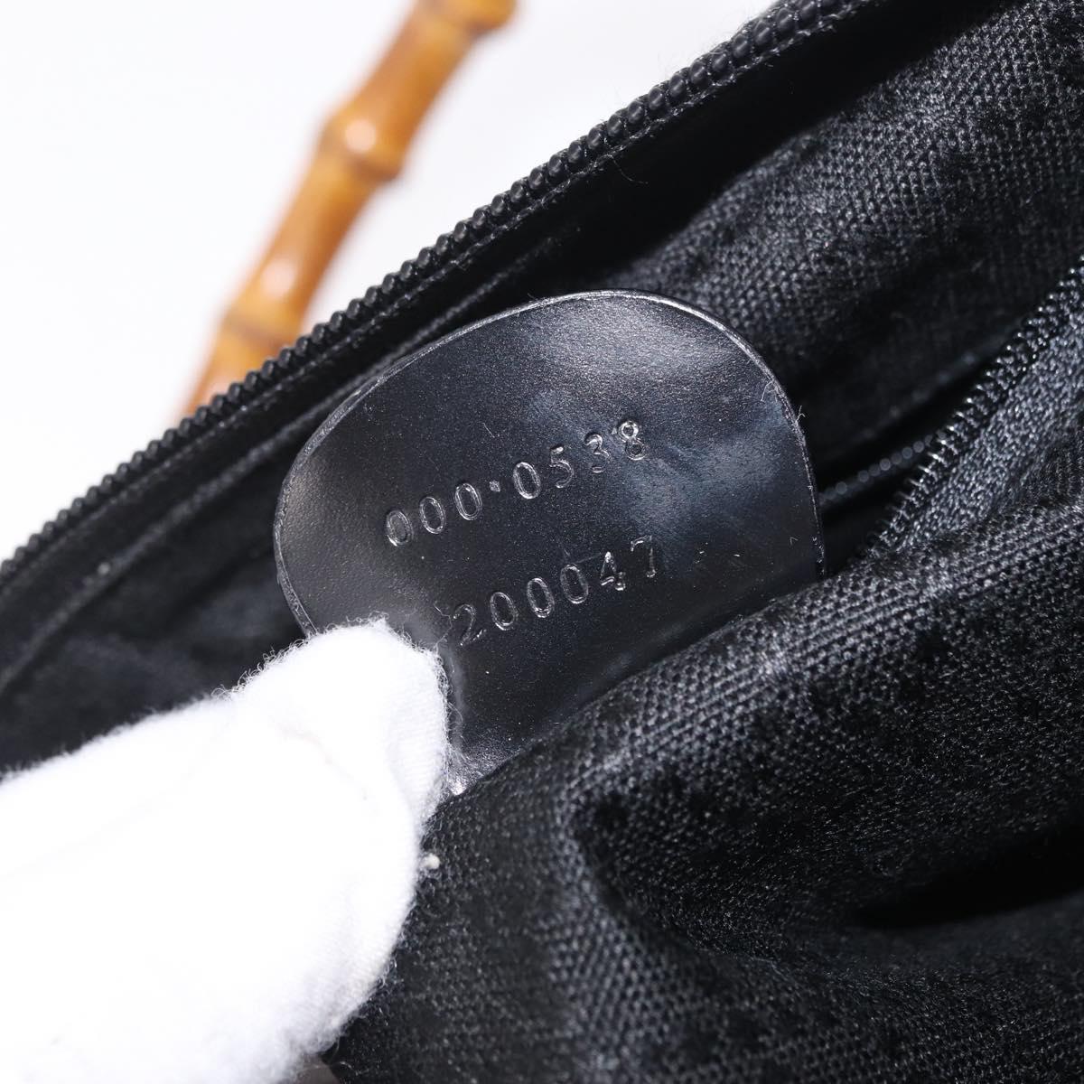 GUCCI Bamboo Hand Bag Nylon Black Silver 000 0538 Auth ep16850