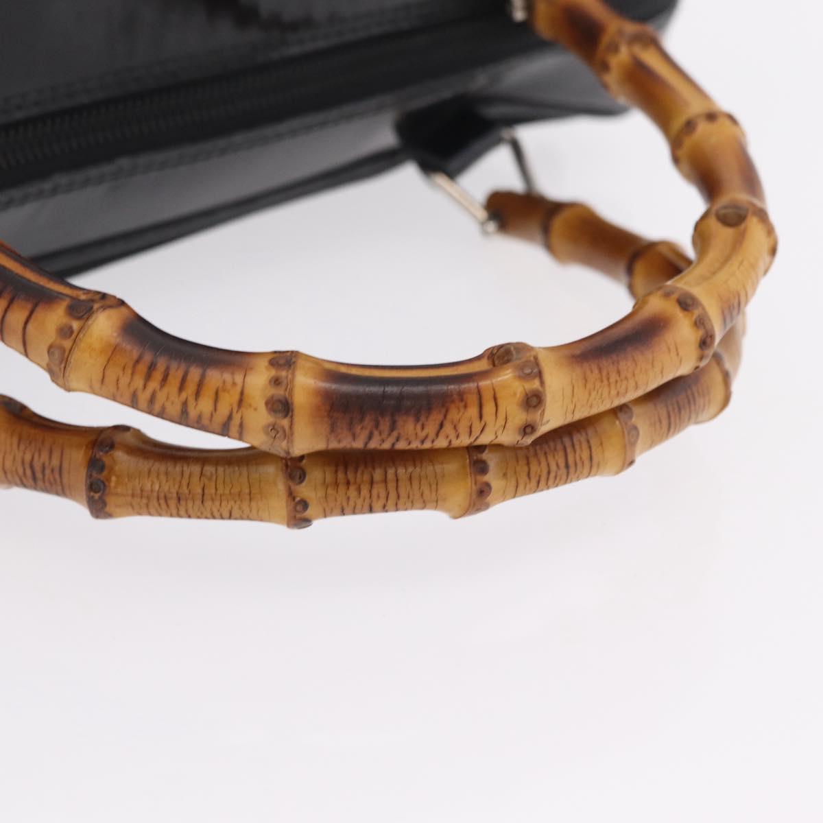 GUCCI Bamboo Hand Bag Nylon Black Silver 000 0538 Auth ep16850