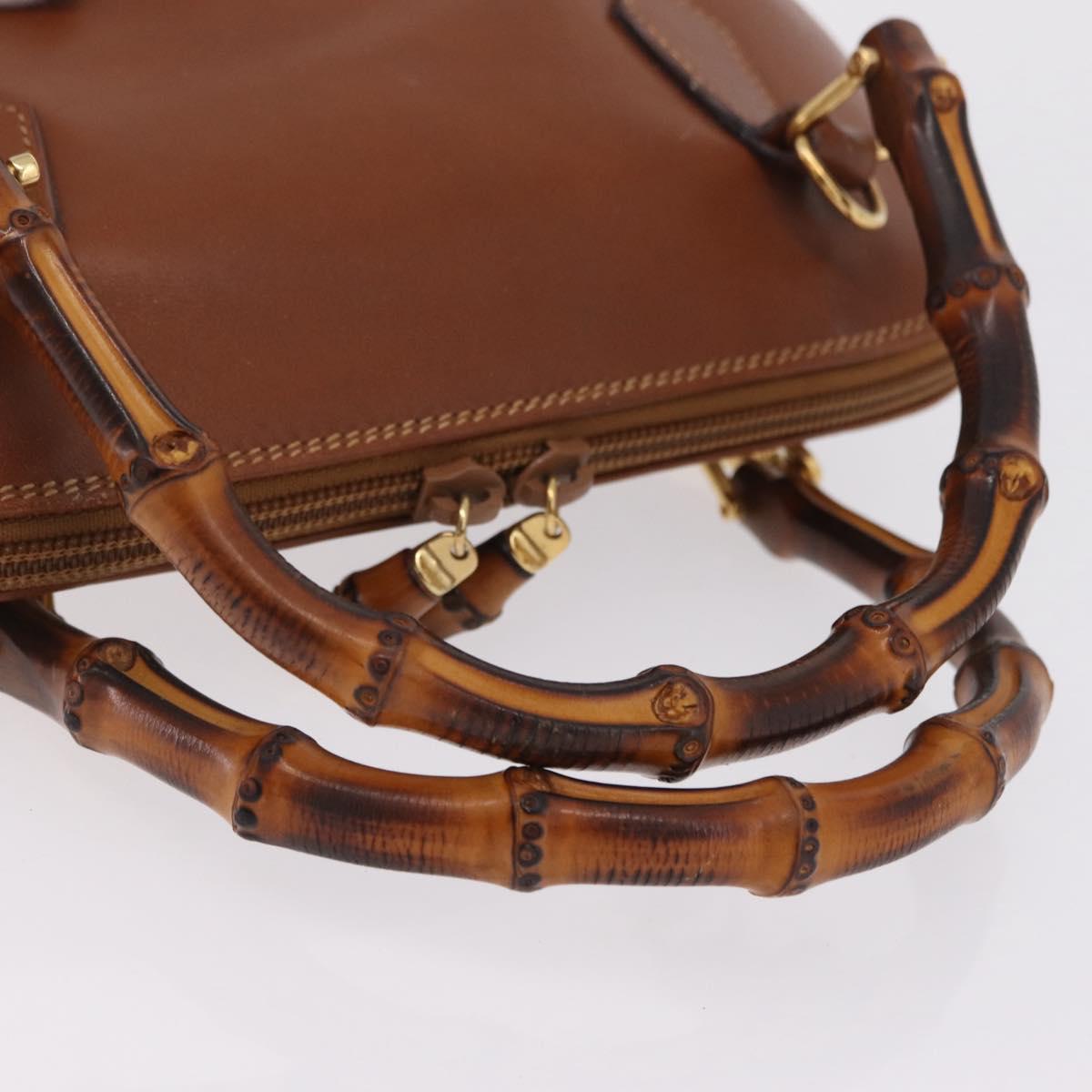 GUCCI Bamboo Hand Bag Leather 2way Brown Gold 000 3780 0290 Auth ep16872