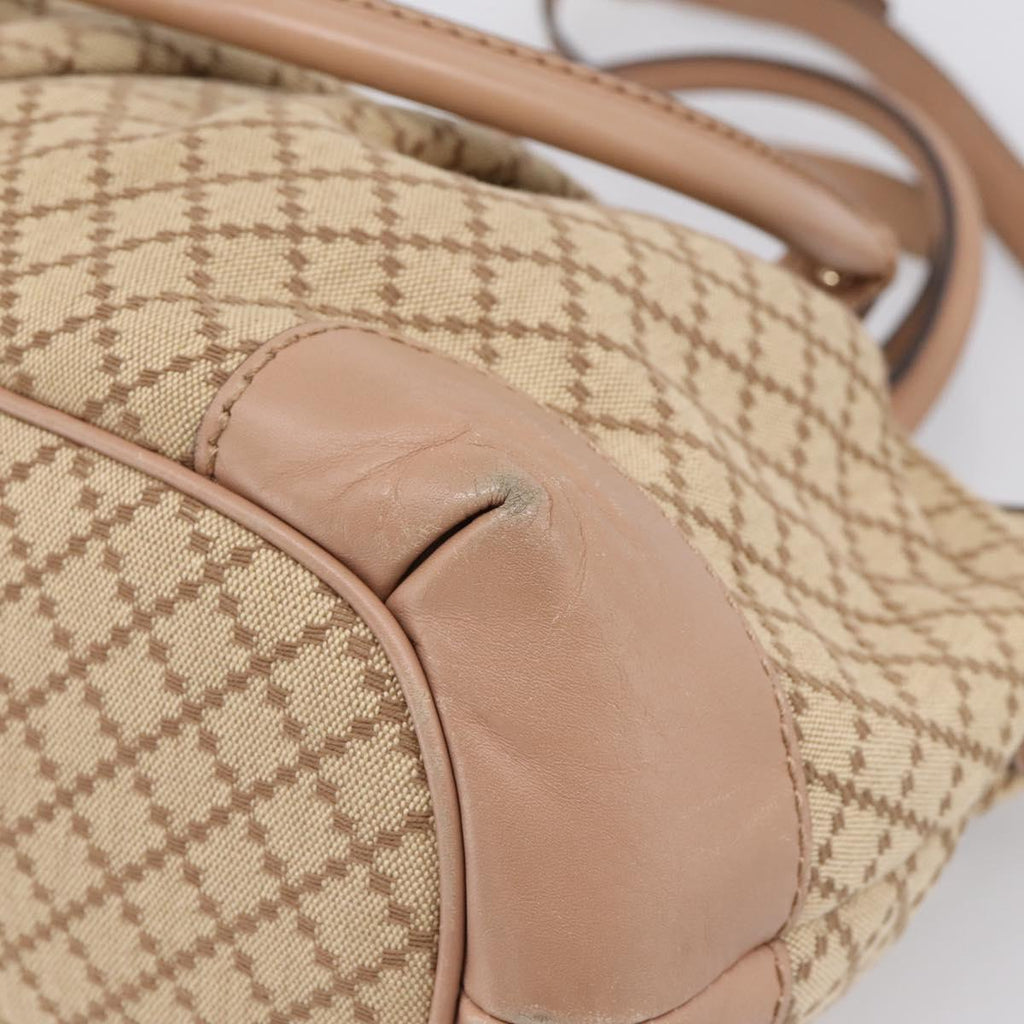 GUCCI GG Canvas Hand Bag 2way Beige Gold 247902 Auth ep16887