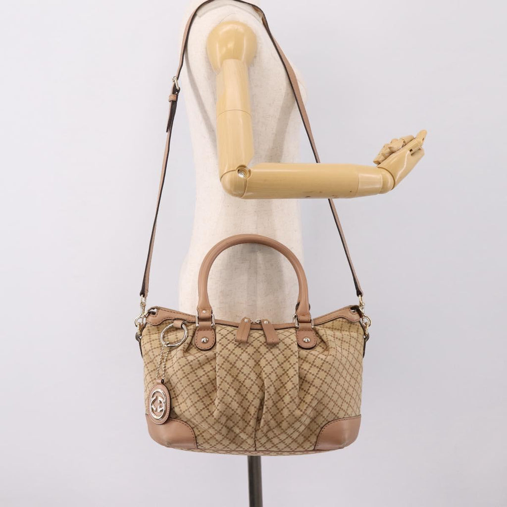GUCCI GG Canvas Hand Bag 2way Beige Gold 247902 Auth ep16887
