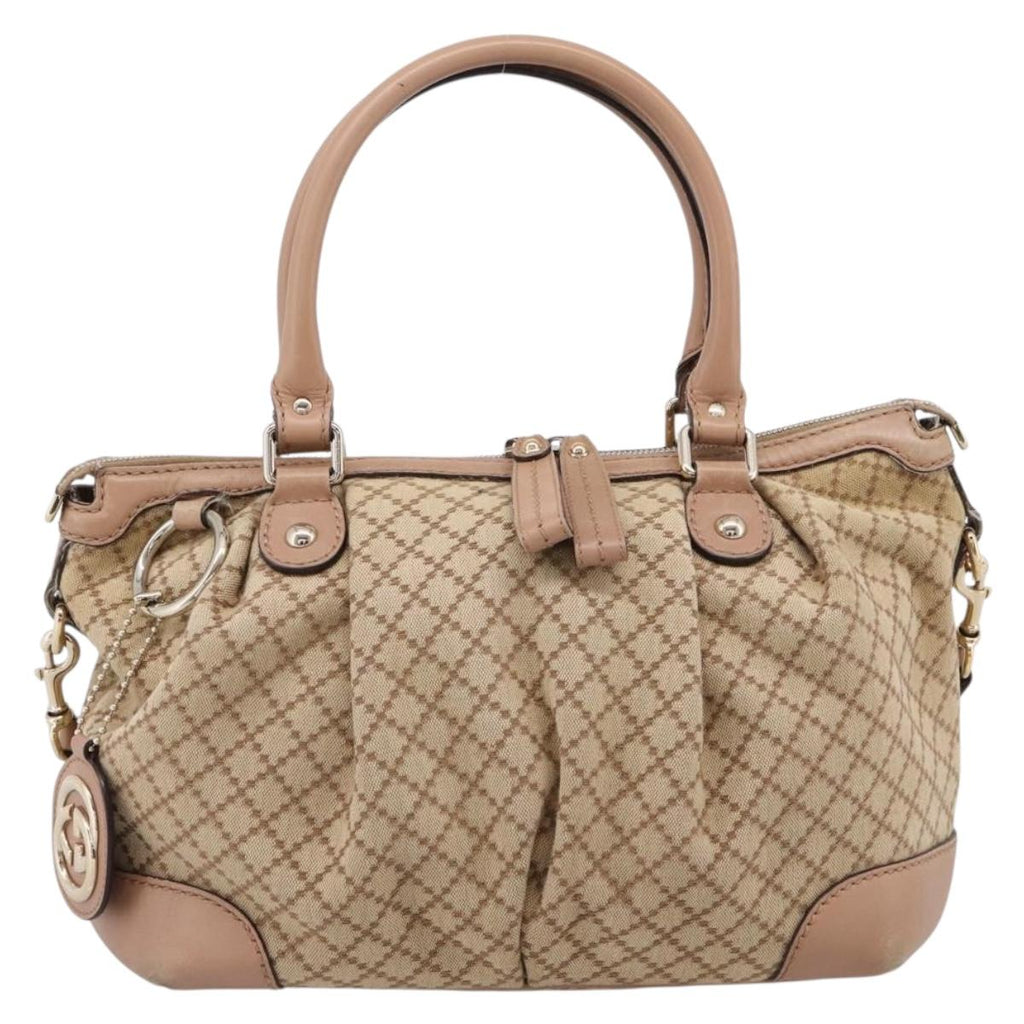 GUCCI GG Canvas Hand Bag 2way Beige Gold 247902 Auth ep16887