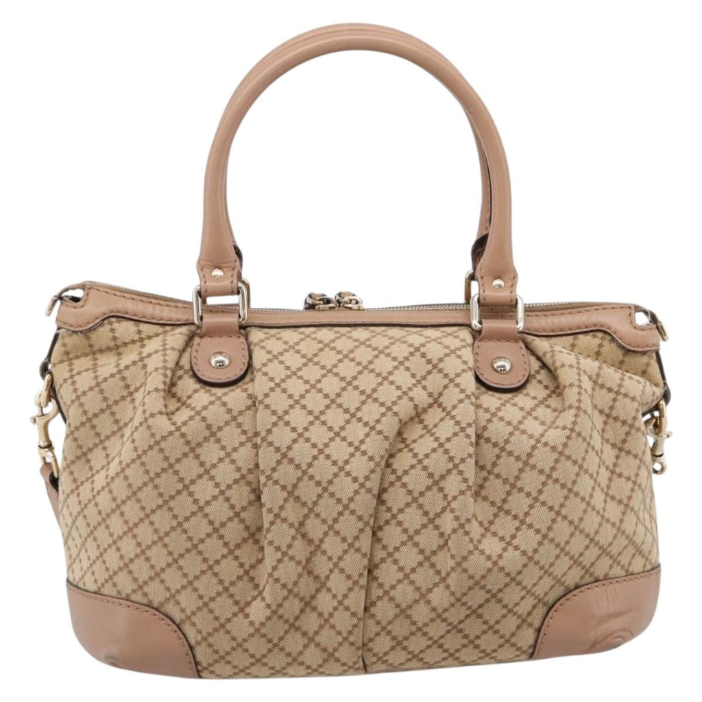 GUCCI GG Canvas Hand Bag 2way Beige Gold 247902 Auth ep16887