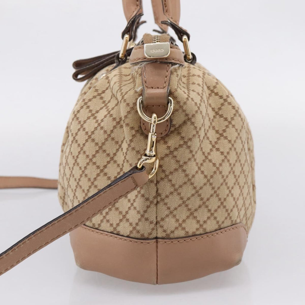 GUCCI GG Canvas Hand Bag 2way Beige Gold 247902 Auth ep16887