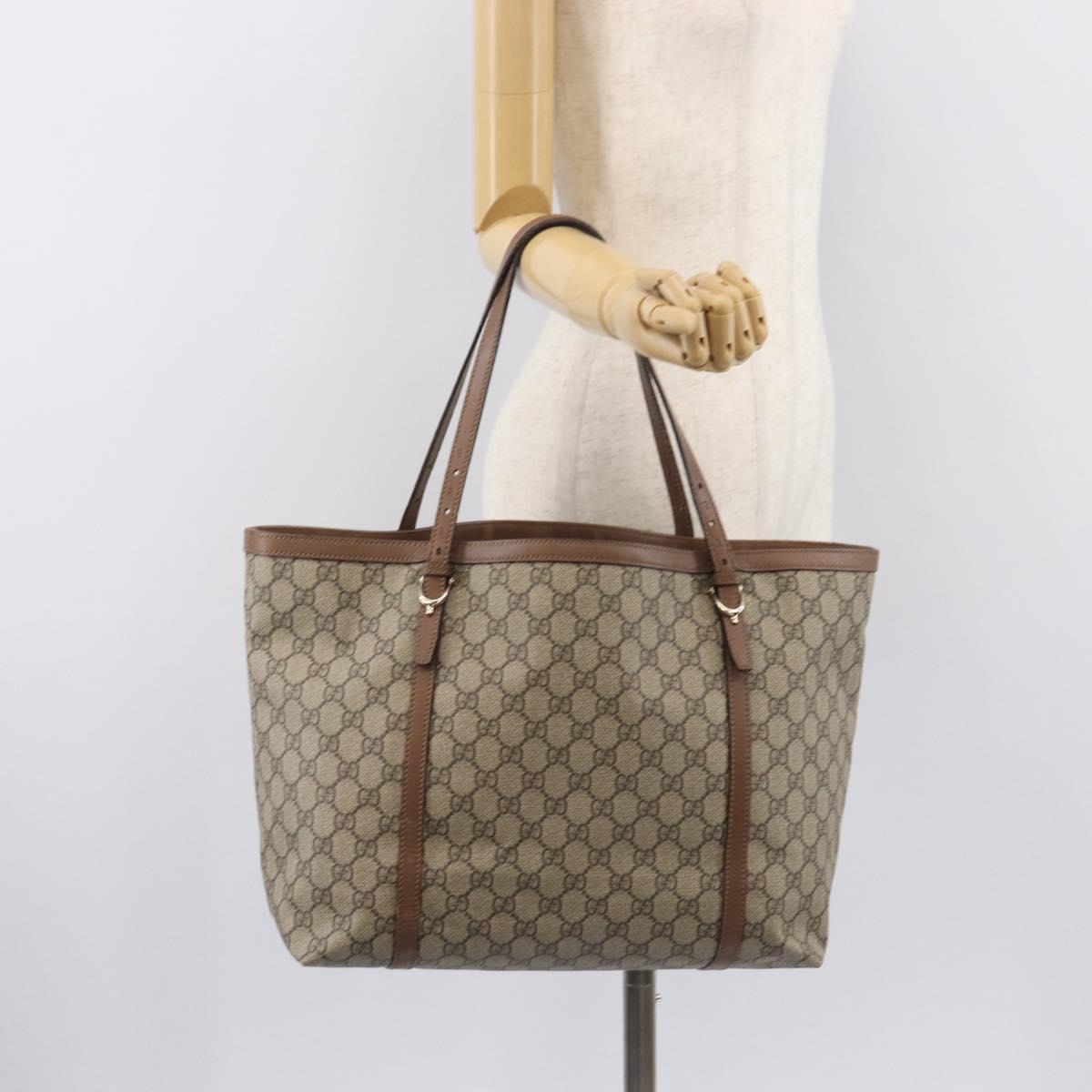 GUCCI Micro GG Supreme Tote Bag PVC Beige Gold 309613 Auth ep16905