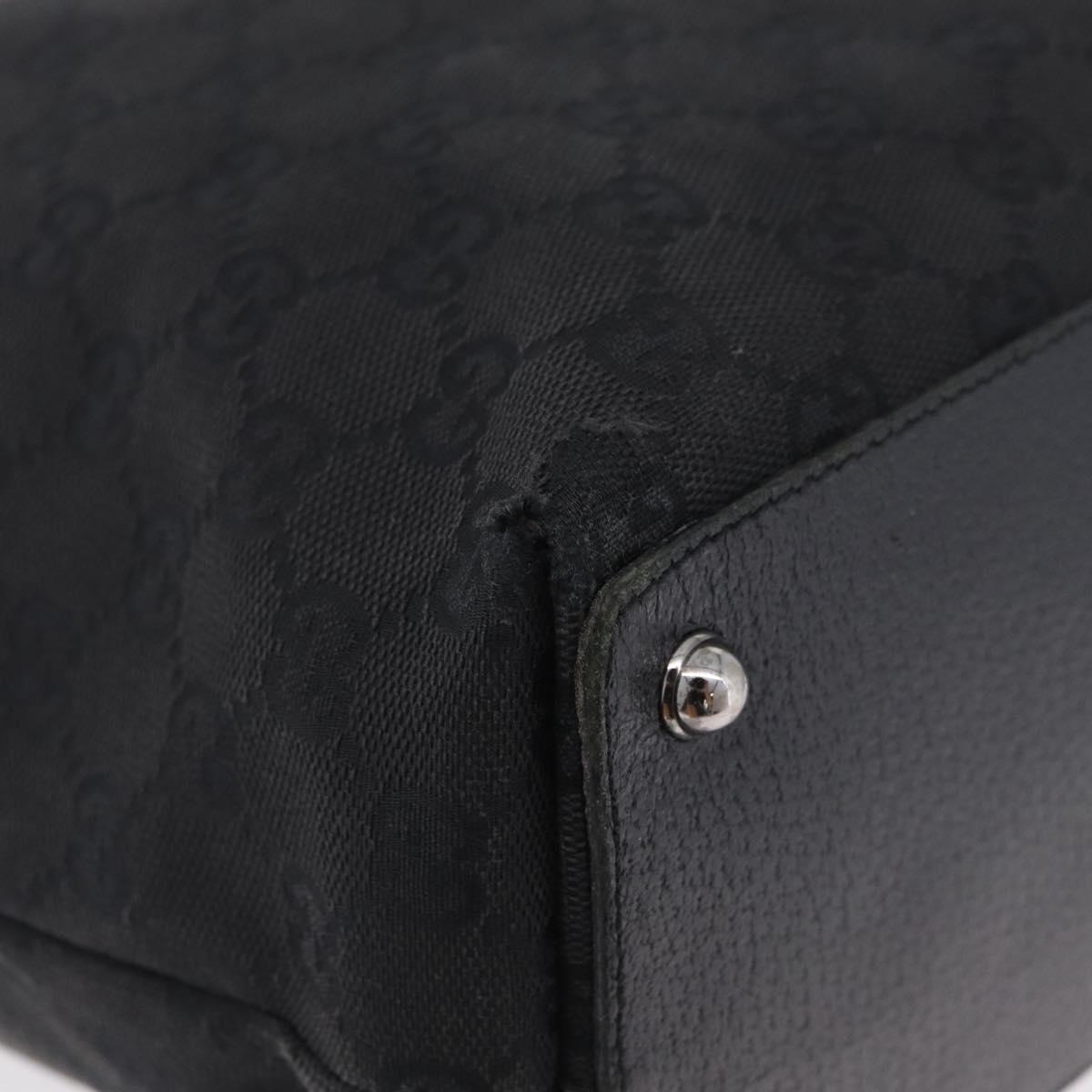 GUCCI GG Canvas Tote Bag Black Silver 120836 Auth ep16908