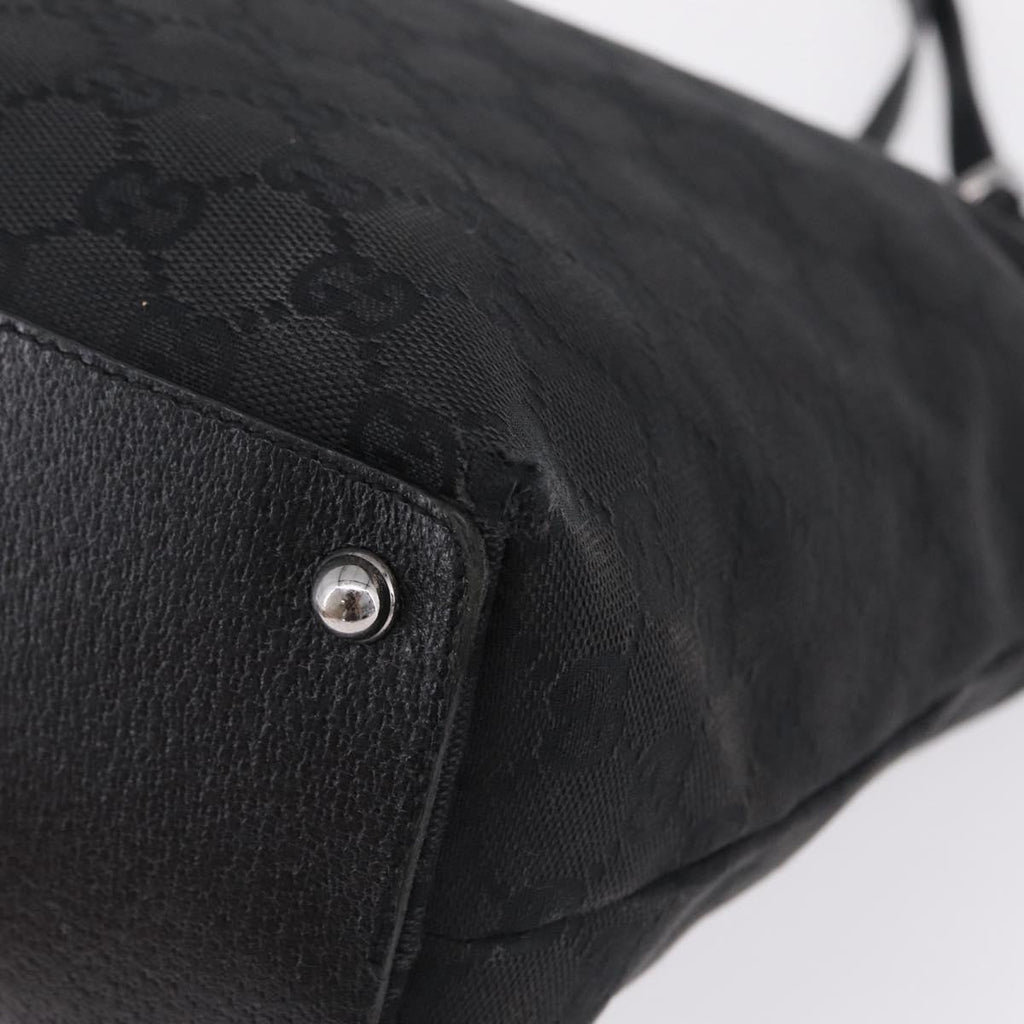 GUCCI GG Canvas Tote Bag Black Silver 120836 Auth ep16908