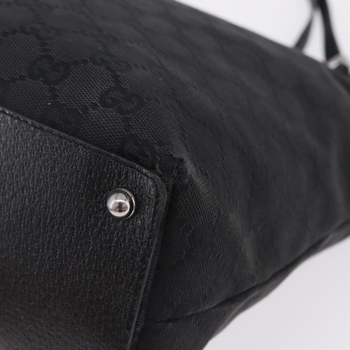 GUCCI GG Canvas Tote Bag Black Silver 120836 Auth ep16908