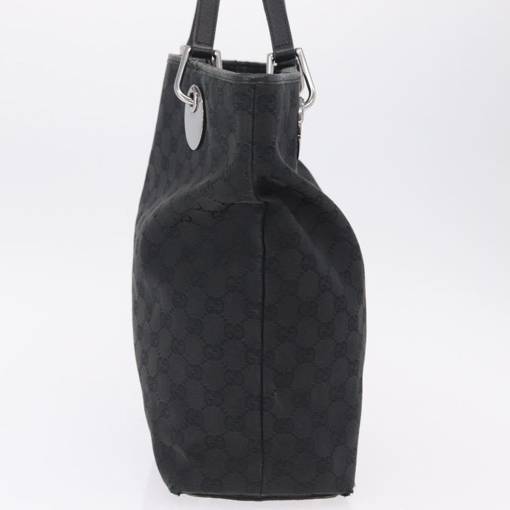 GUCCI GG Canvas Tote Bag Black Silver 120836 Auth ep16908