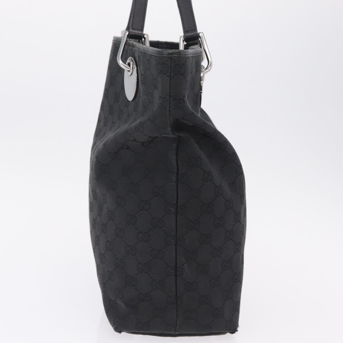 GUCCI GG Canvas Tote Bag Black Silver 120836 Auth ep16908
