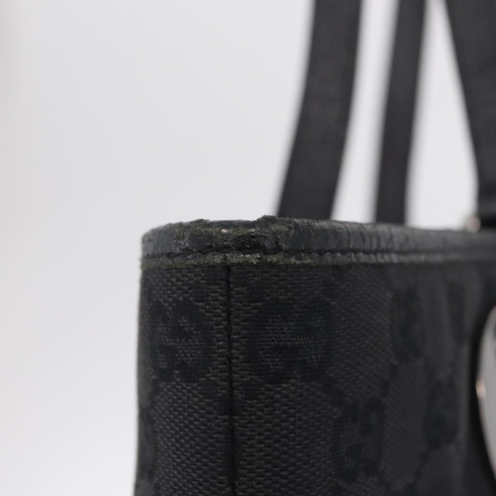 GUCCI GG Canvas Tote Bag Black Silver 120836 Auth ep16908