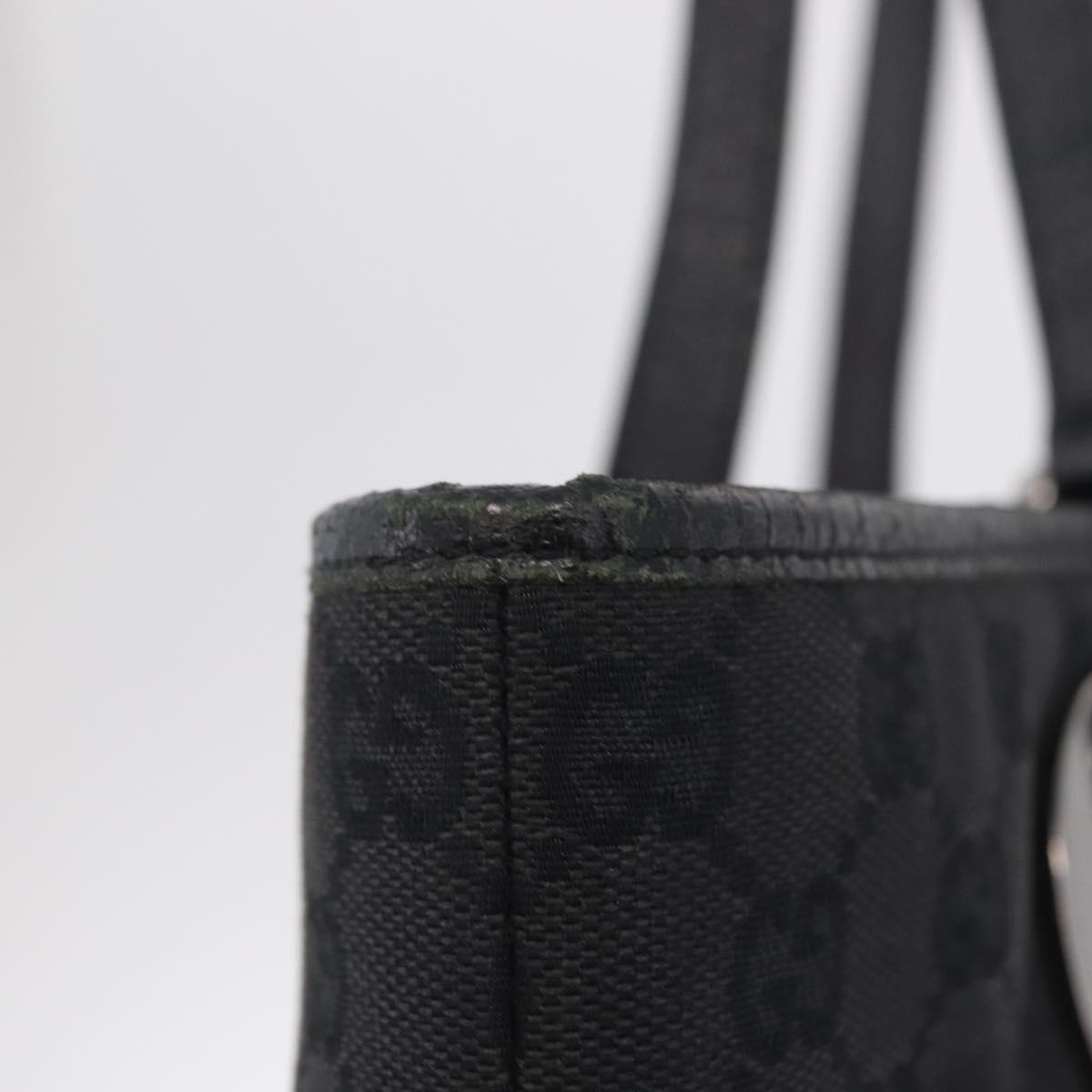 GUCCI GG Canvas Tote Bag Black Silver 120836 Auth ep16908
