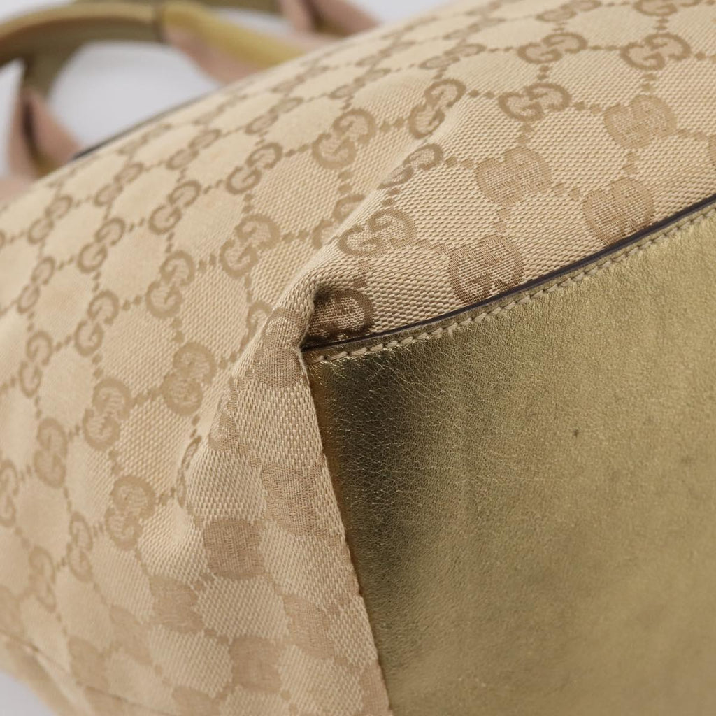 GUCCI GG Canvas Sherry Line Hand Bag Beige Gold 131230 Auth ep16915