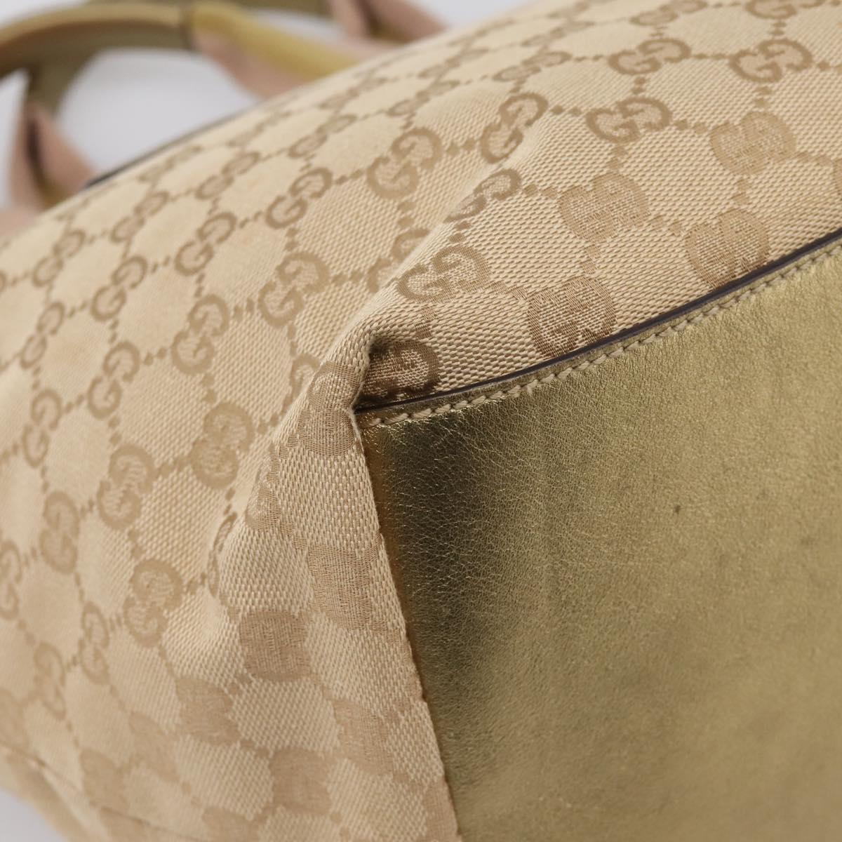 GUCCI GG Canvas Sherry Line Hand Bag Beige Gold 131230 Auth ep16915