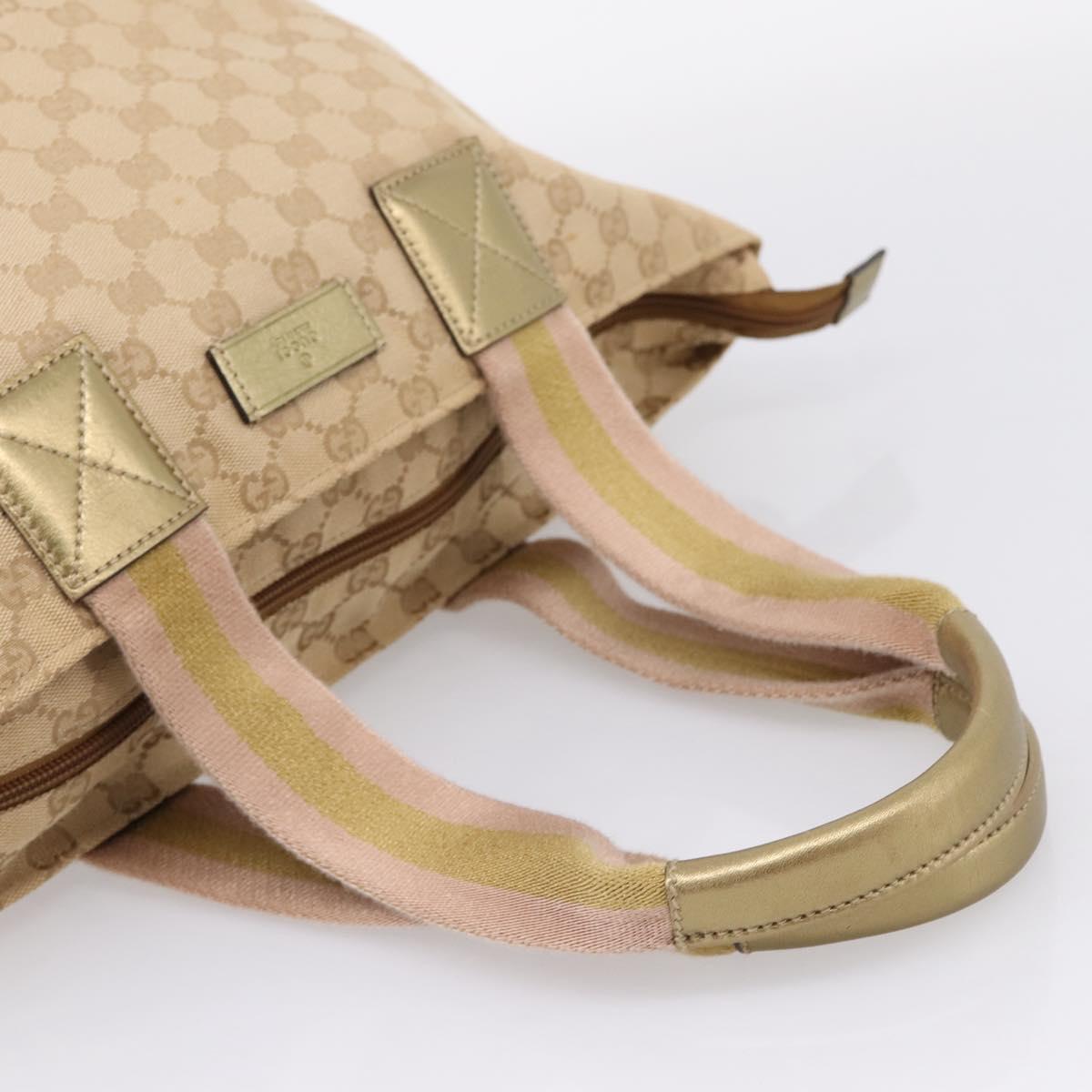 GUCCI GG Canvas Sherry Line Hand Bag Beige Gold 131230 Auth ep16915