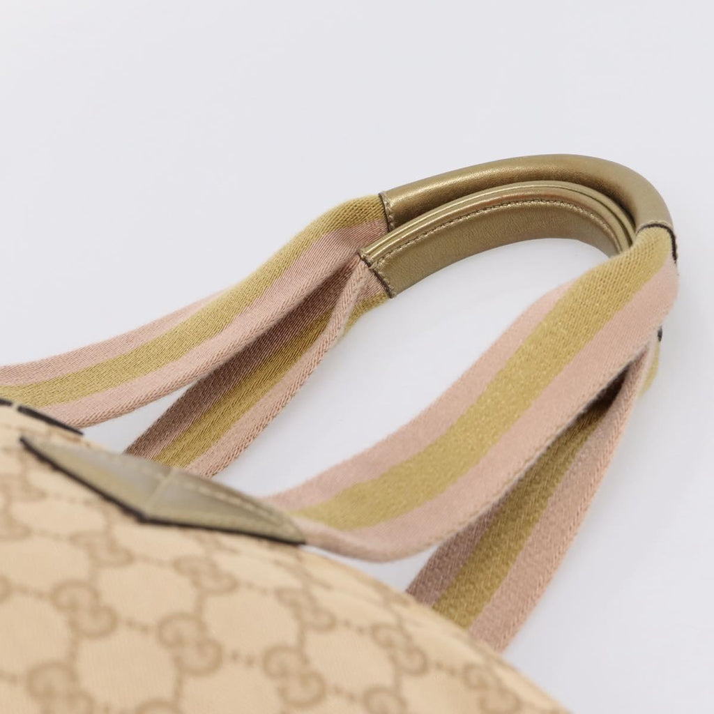 GUCCI GG Canvas Sherry Line Hand Bag Beige Gold 131230 Auth ep16915