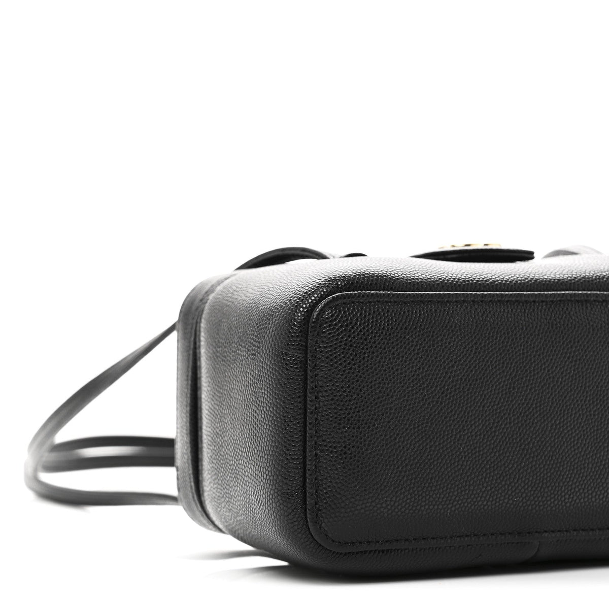 Shiny Caviar Preppy Coco Long Vanity With Strap Black