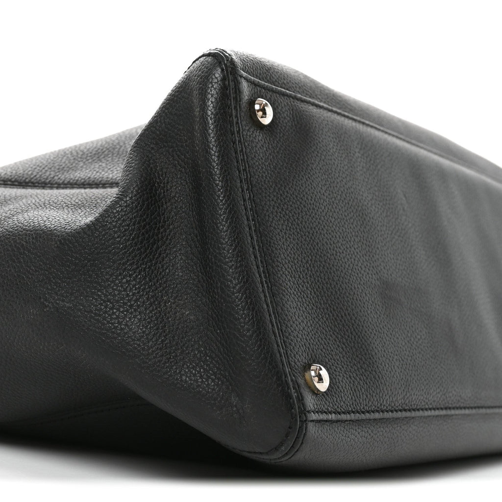 Calfskin Cerf Executive Shopper Tote Black
