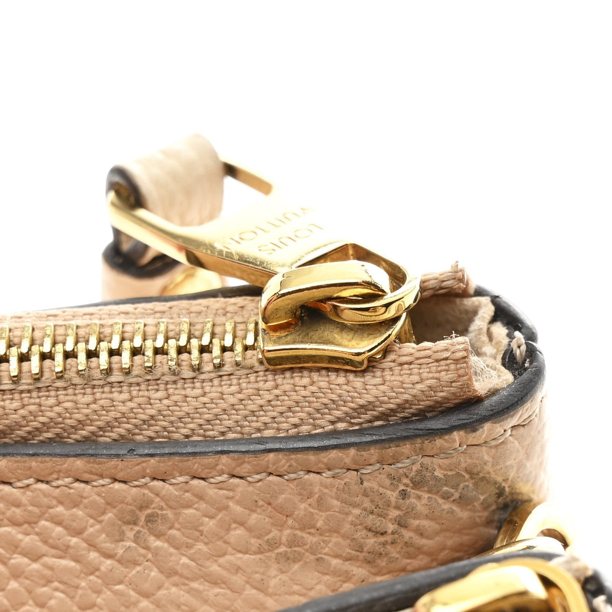 Empreinte Double Zip Pochette Beige Rose Creme