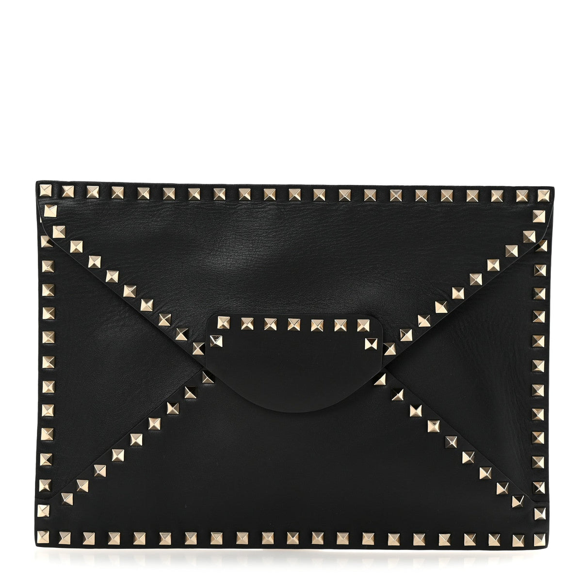 Vitello Untitled Rockstud Envelope Clutch Black