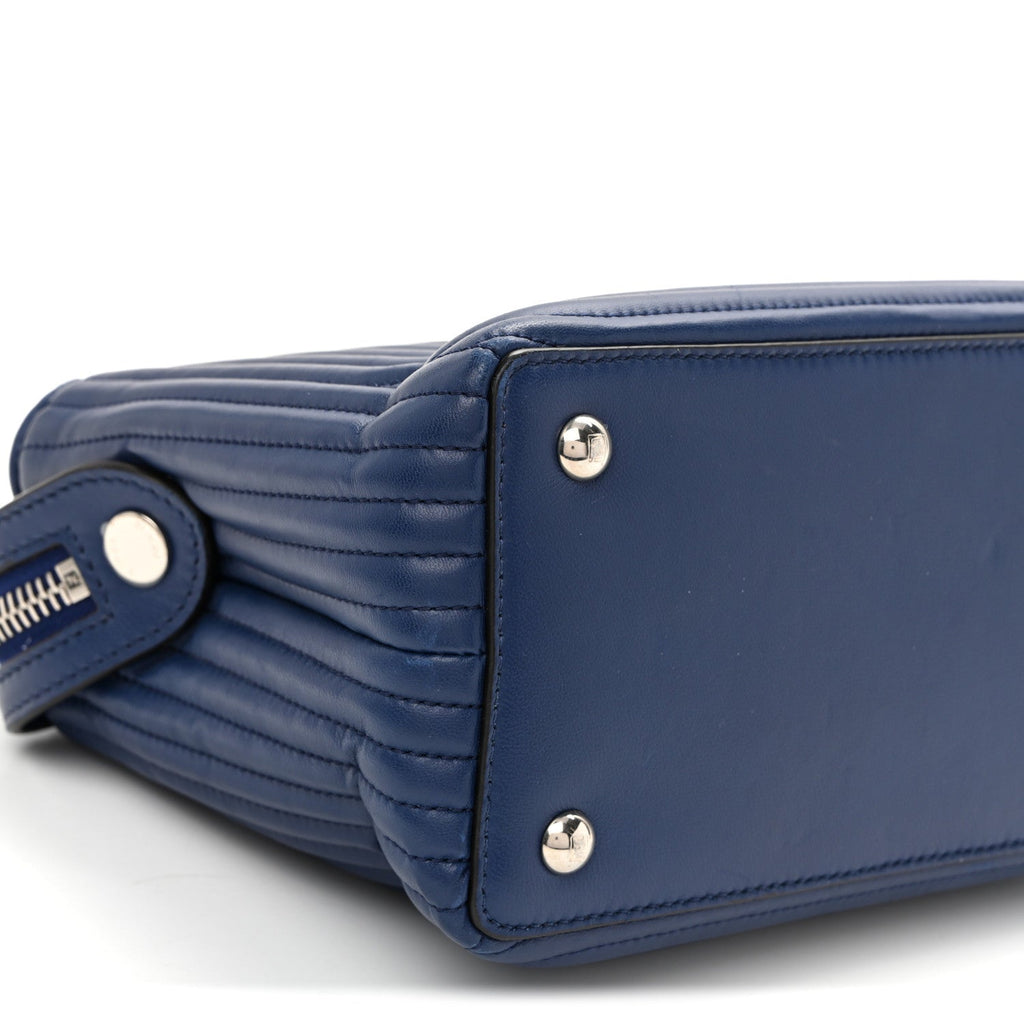 Shiny Nappa Trapuntata Chain Small DotCom Click Chain Satchel Blue