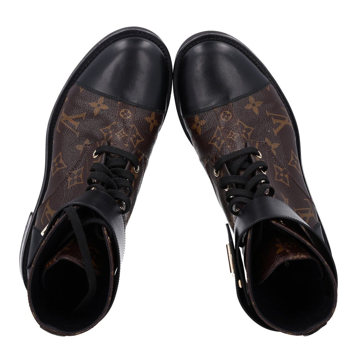 Calfskin Monogram Wonderland Flat Ranger Boots 38 Black
