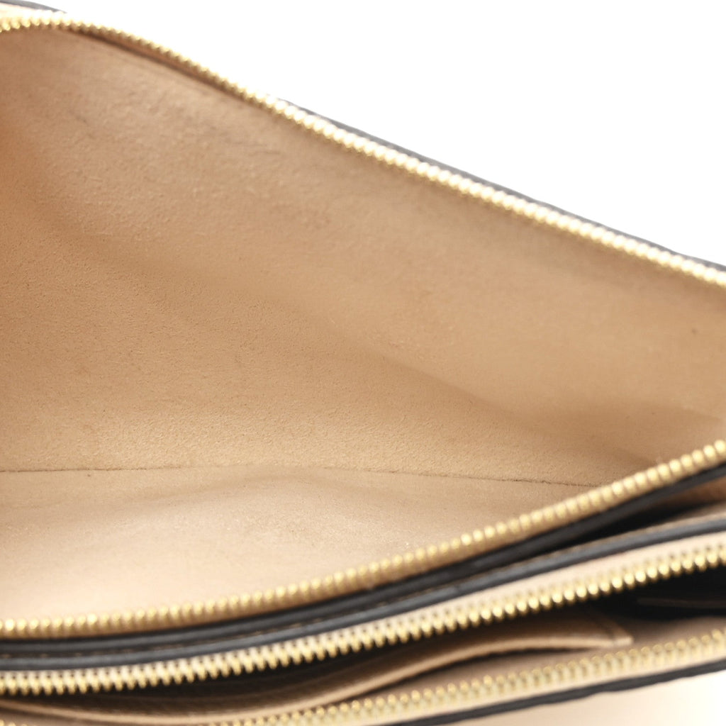 Empreinte Double Zip Pochette Beige Rose Creme
