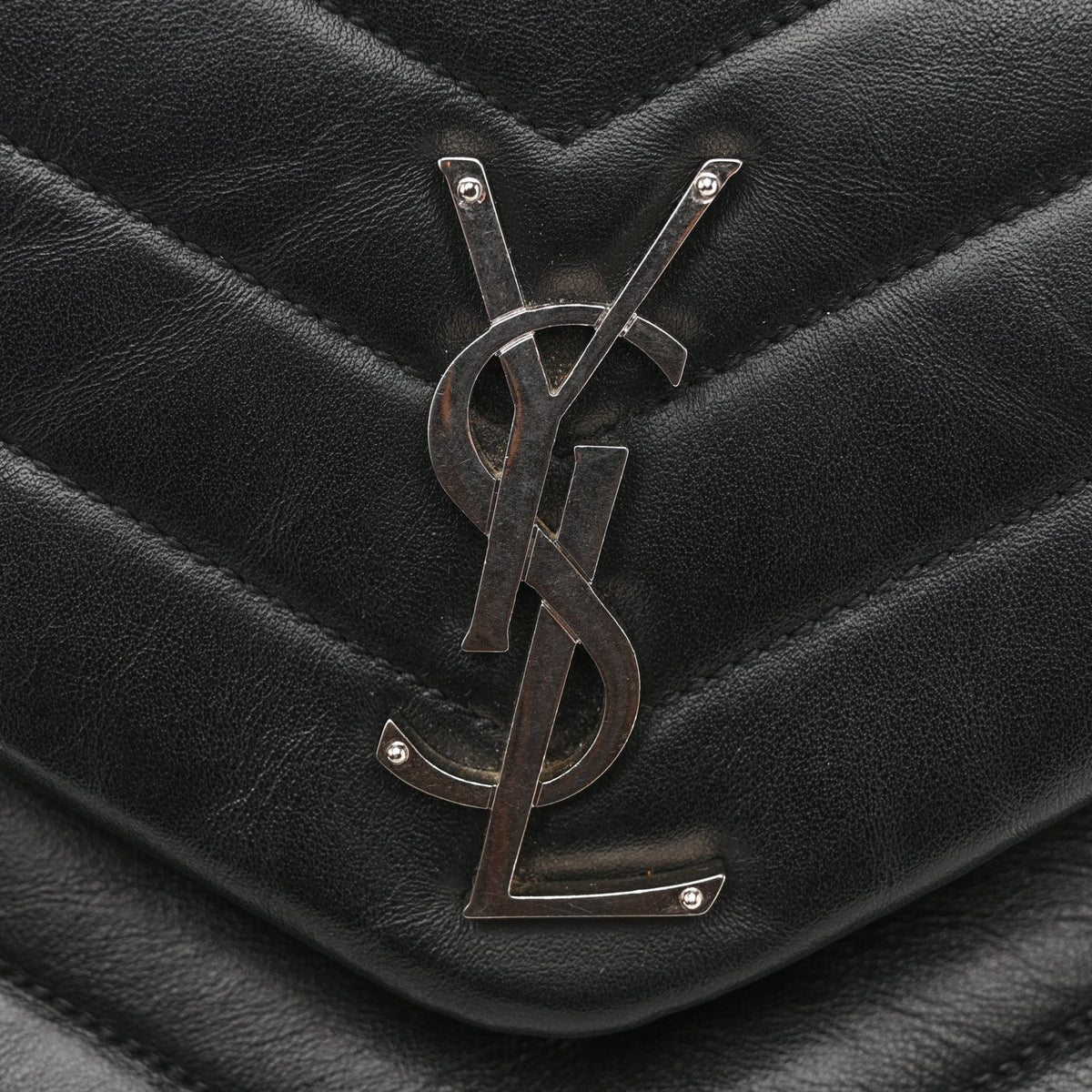 Calfskin Y Quilted Monogram Medium Loulou Chain Satchel Black