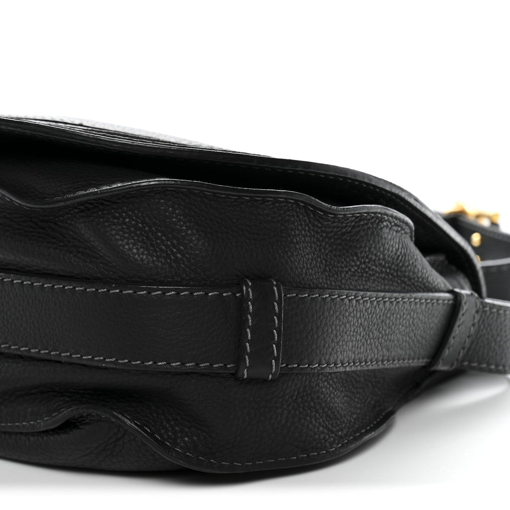 Calfskin Medium Marcie Round Crossbody Bag Black